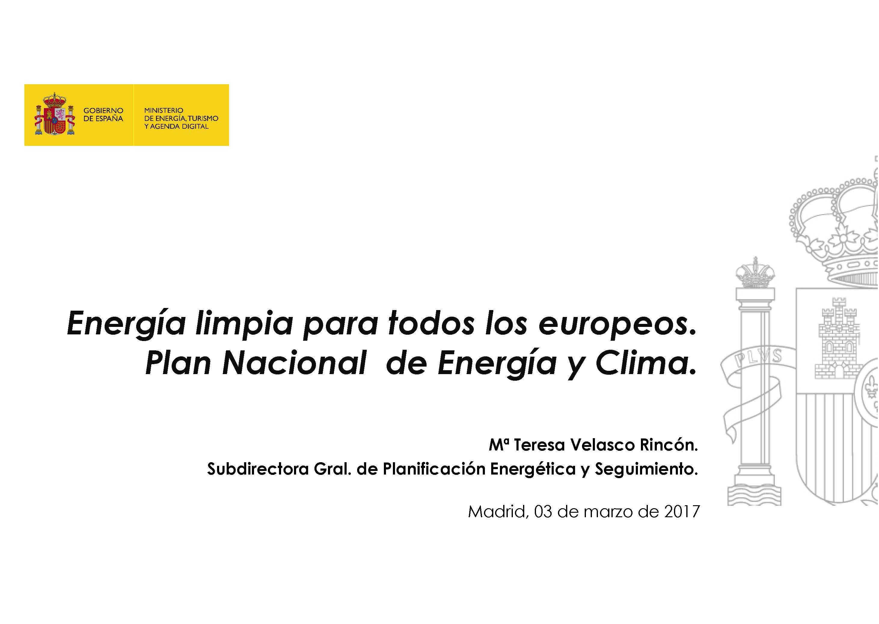 Energía limpia para todos los europeos. Plan Nacional de Energía y Clima