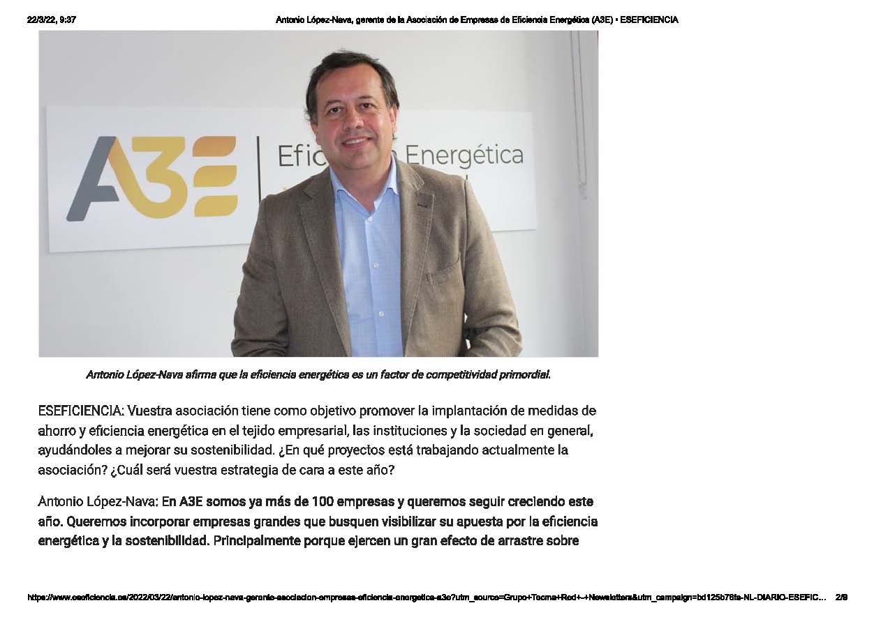 Entrevista a Antonio López-Nava, gerente de A3E