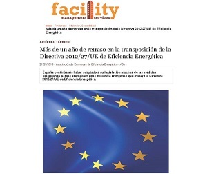 Más de un año de retraso en la transposición de la Directiva 2012/27/UE de eficiencia energética