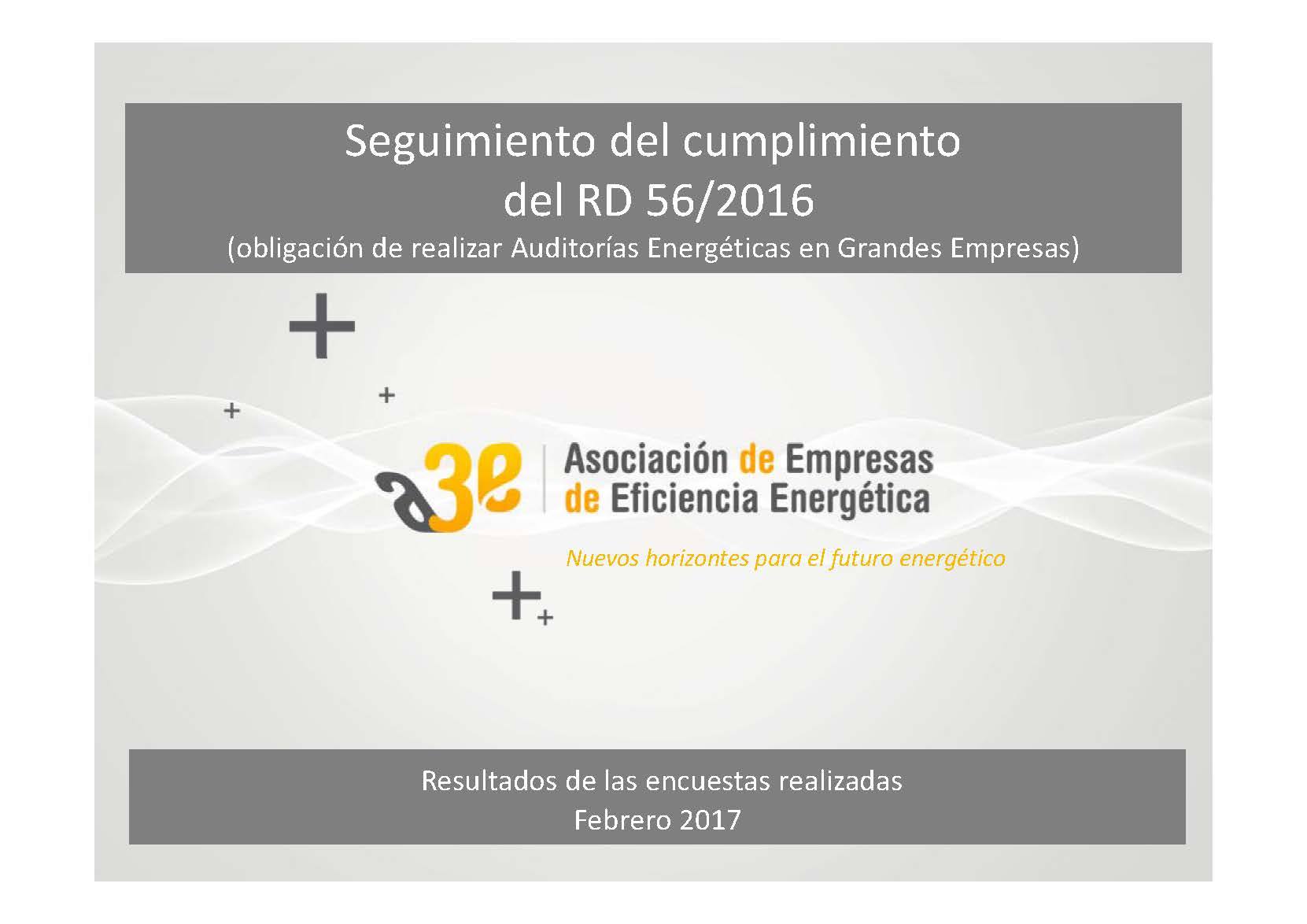 Seguimiento del cumplimiento del RD 56/2016