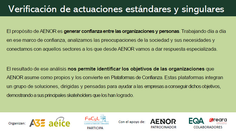 Verificación de actuaciones estándares y singulares